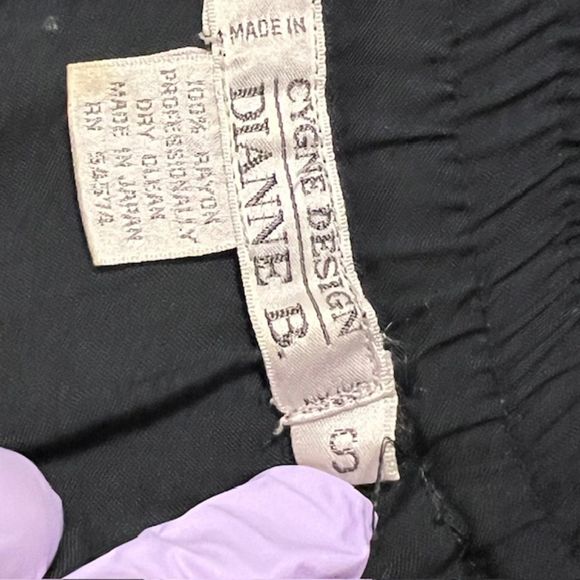 Vintage CYGNE Design Womens Black Elastic Waste Flowy Midi Skirt Rayon Sz SM - Picture 11 of 12